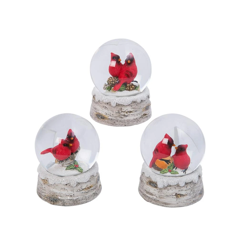Multicolored Cardinal Snow Snowglobe 4.25 In. Tabletop Decor