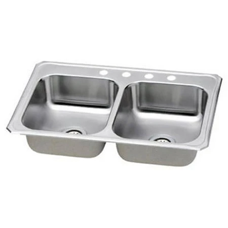 Neptune Double Bowl Kitchen Sink Stainless Steel 33" X 22" X 7"