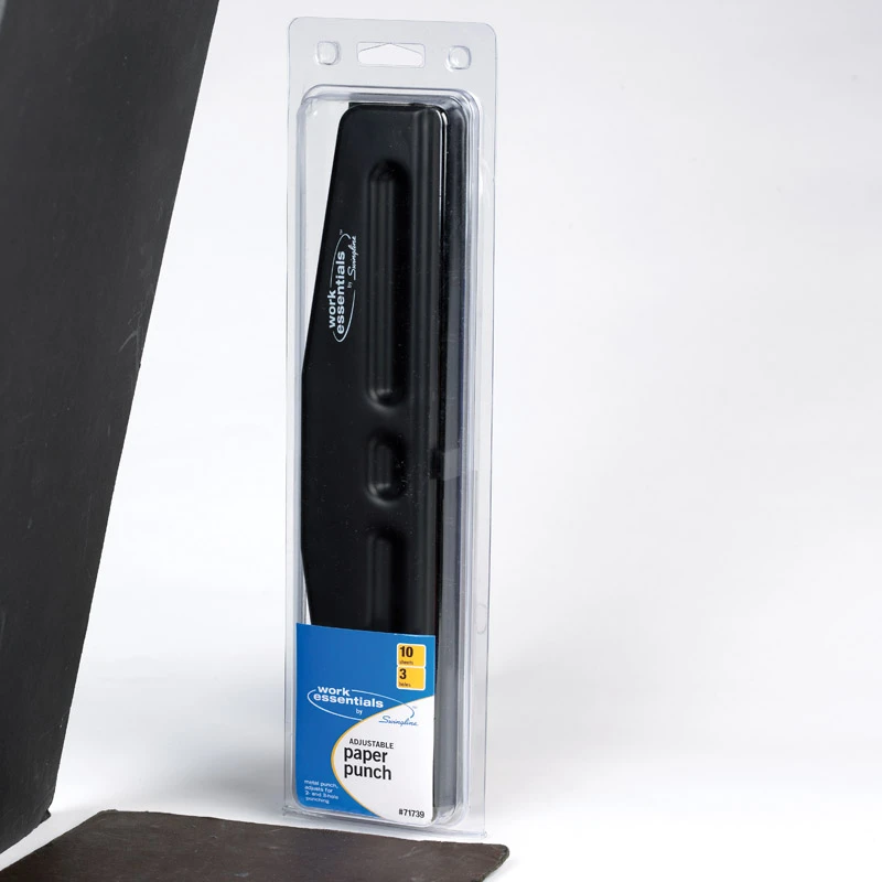 3 Hole Paper Punch Black - Manual, 10 Sheet Capacity, Adjustable Heads