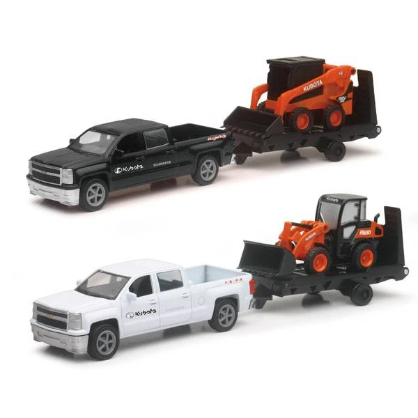 10" Kubota Ssv65 Skid Steer With Black Ford F-250 Pickup And Trailer