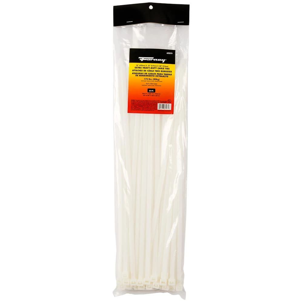 18 In. Natural Extra Heavy-duty Cable Ties, 50 Pk
