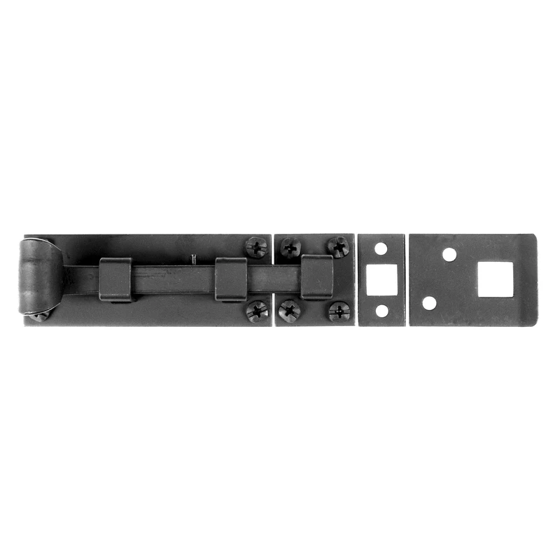 Matte Black Forged Iron Square Bolt With Three Strikes And Hardware Included