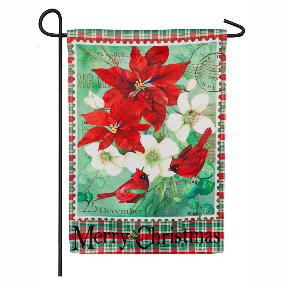 Christmas Floral Suede Garden Flag