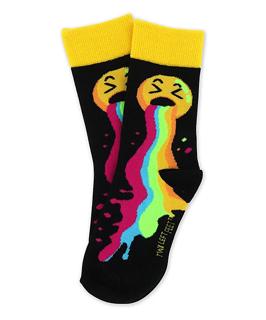 Kids Black & Yellow Crazy For Color Emoji Socks
