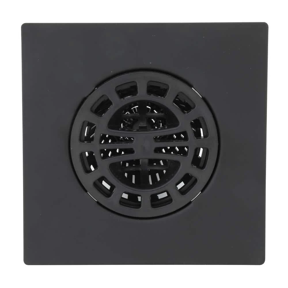 3 Inch Square Hair Catcher Strainer For Shower Drain In Matte Black