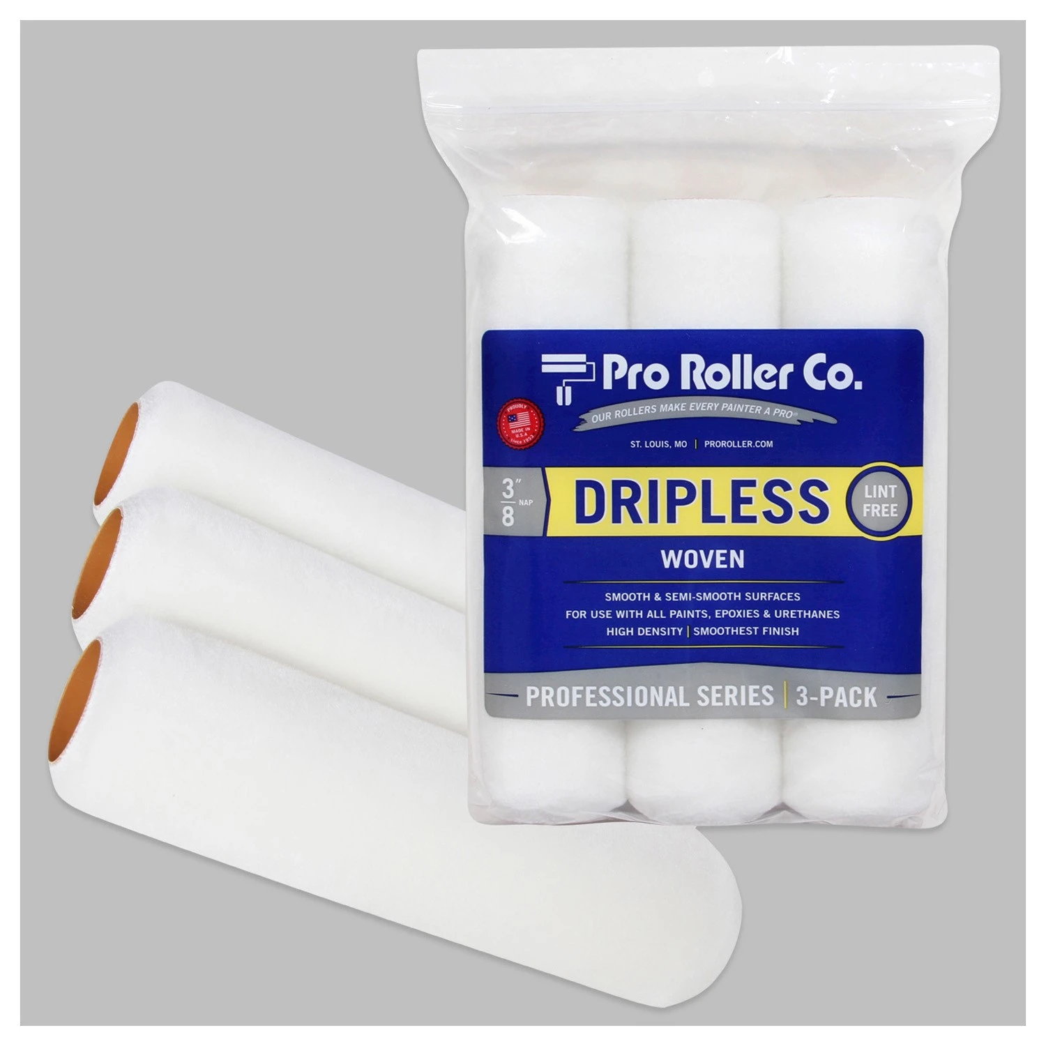 3PK ROLLER COVER DRIPLESS 3/8"