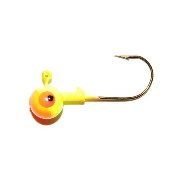 Chartreuse & Orange Roundhead Jig Fishing Lure - 1/8 Oz, 3 Pack