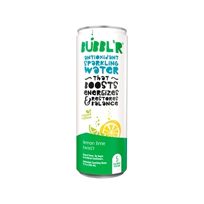 Bubblr Antioxidant Lemon Lime Flavored Sparkling Water, 12 Fl. Oz, 12 Cans