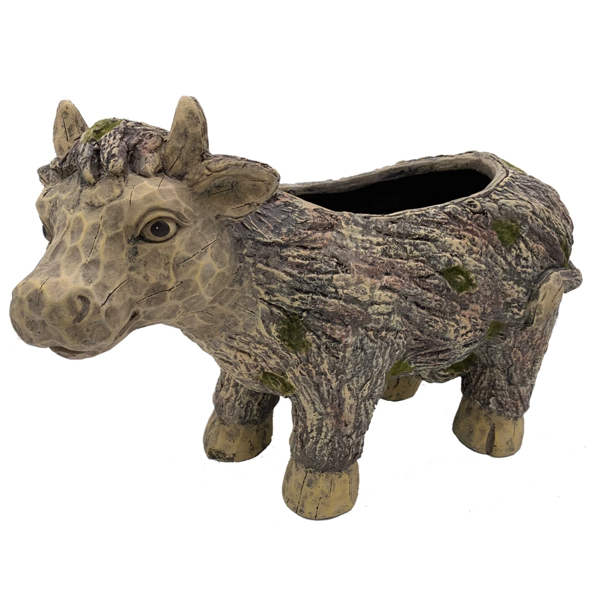 252 Faux Wood Cow Planter - Mgo - Decorative Garden Accent