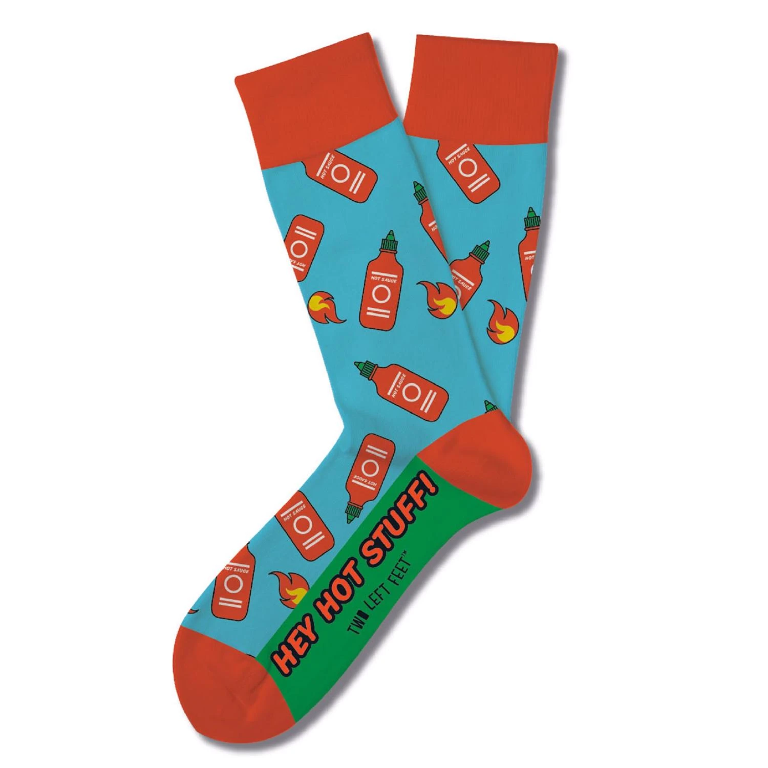 Unisex Hey Hot Stuff Socks, Size S/m, Blue With Hot Sauce Design