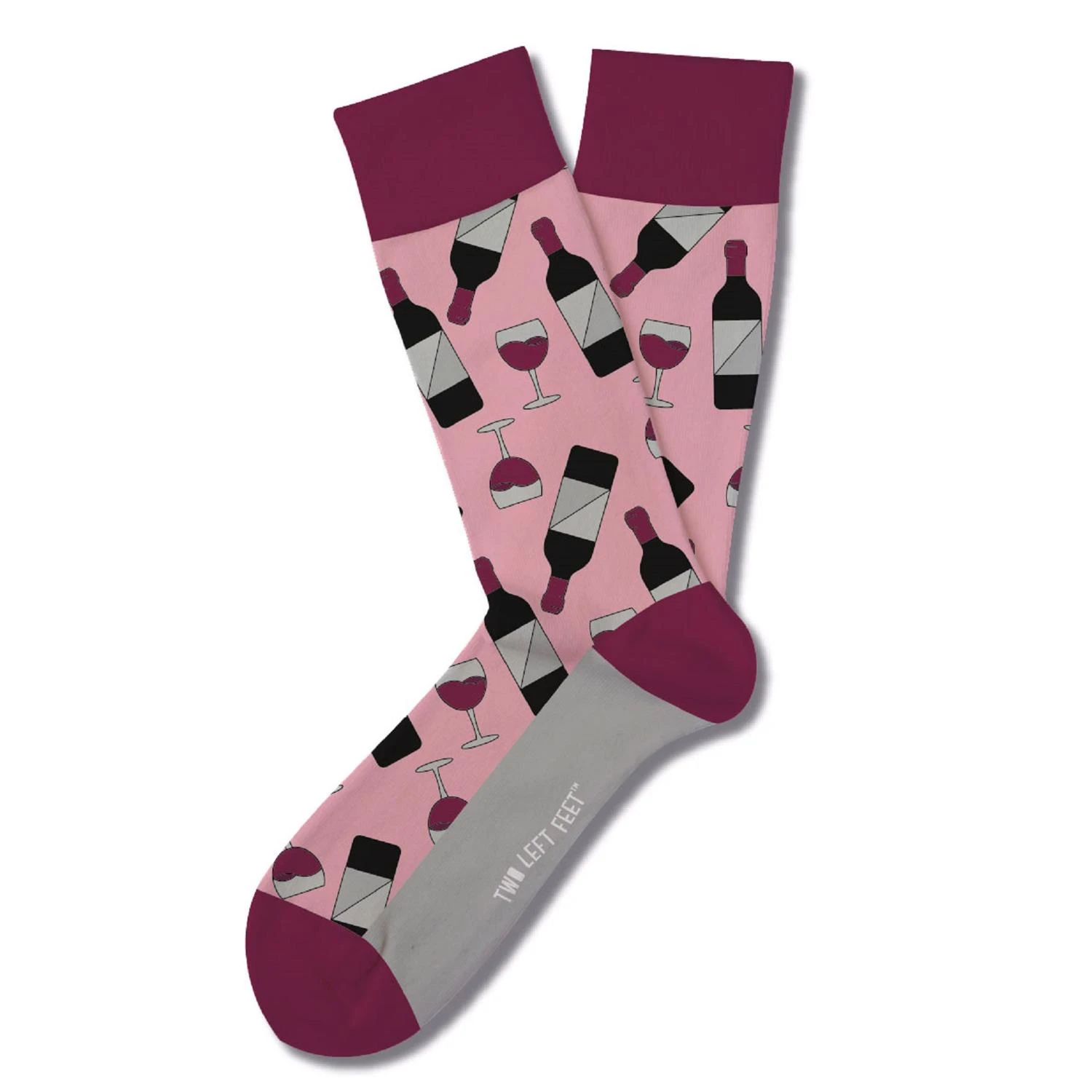 Unisex Wine O'clock Socks In Pink, Size S/m