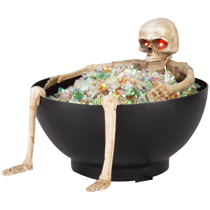 7.5 In. Led Candy Bowl Grabbing Skeleton Halloween Decor