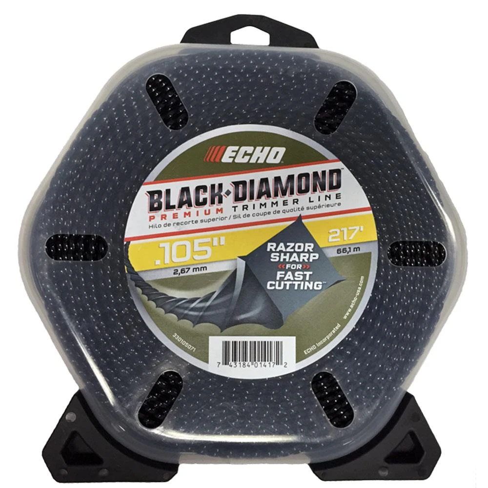 .105" Black Diamond Trimmer Line 217 Ft. Large Clam For Lawn Care