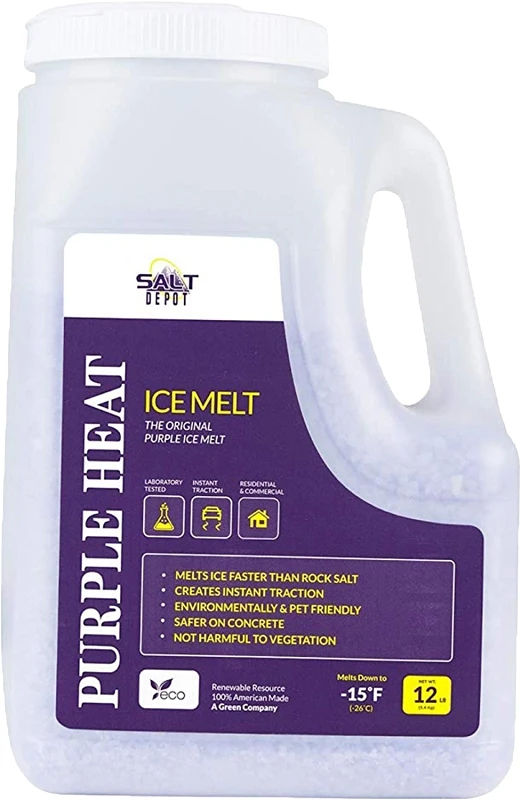 Ph12j Purple Heat Ice Melt, 12 Lb Jug, Crystalline, Non-staining