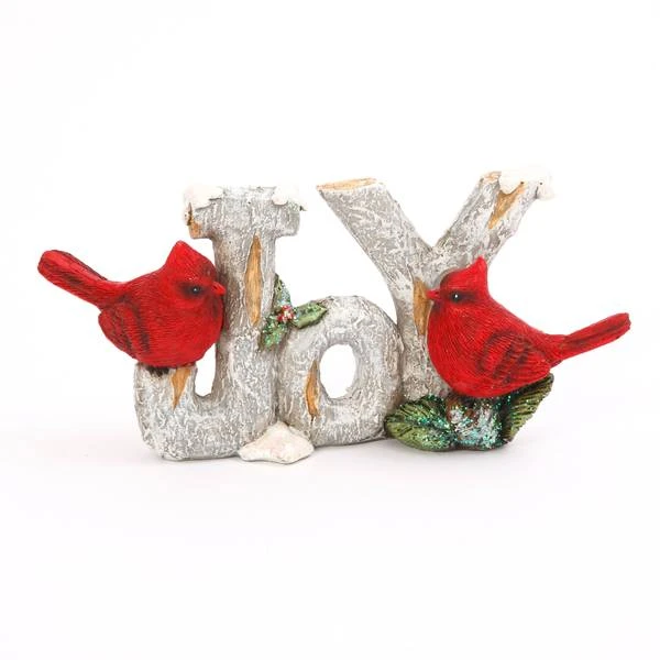 Joy Resin Sign With Cardinals - Decorative Home Accent