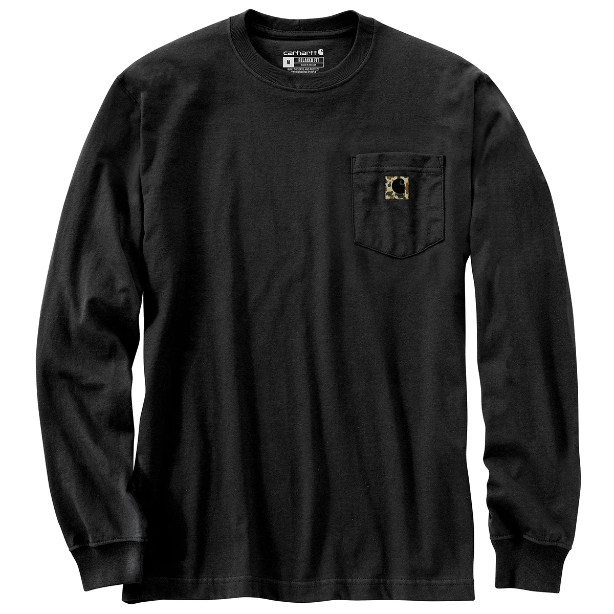 Men's Heavyweight Long-sleeve Camo Graphic Pocket Tee - Durable Comfort