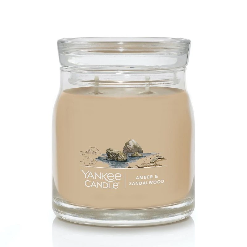 Amber & Sandalwood Signature Medium Jar Candle - Multicolor