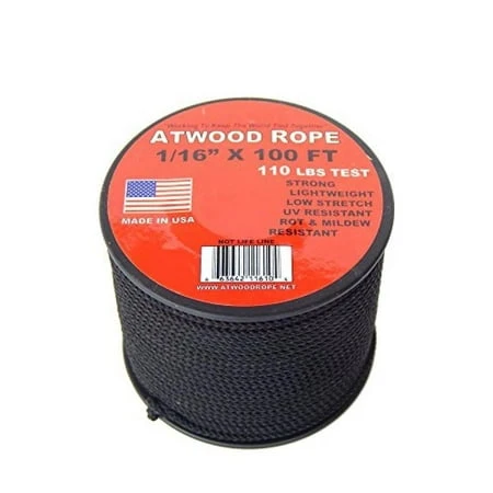 1/16 Inch Microcord 100 Foot Spool Black Mosquito Cord 2mm Paracord