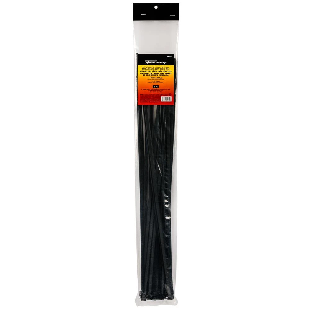 Forney Cable Ties 25-1/2 in. Black (UV Protected) Extra Heavy-Duty (25-Pack)