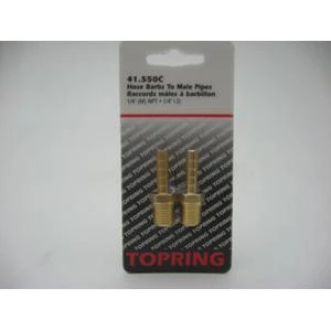 3/8 X 1/4 Inch Male Barb Hose To Pipe Splicer - Brass, Nickel Finish