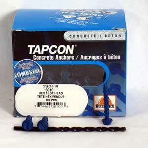 1/4 Inch X 4 Inch Blue Concrete Hex Head Screws - Model 3270