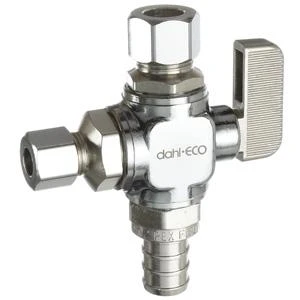 Mini-ball Straight Dual Outlet Valve 1/2 X 3/8 X 1/4 In Pex Crimpex Compression