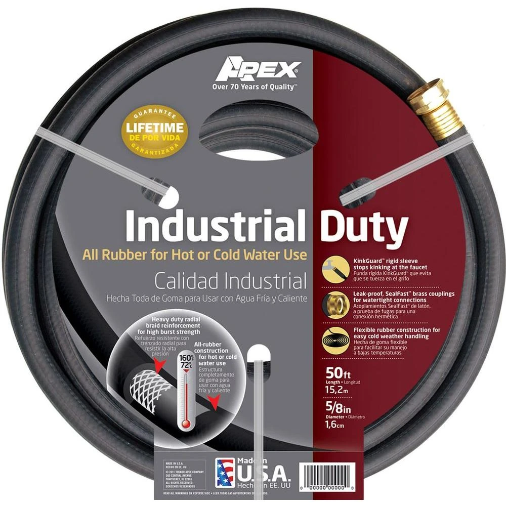5/8 In. Diameter X 50 Ft. Black Rubber Commercial Hot Water Hose