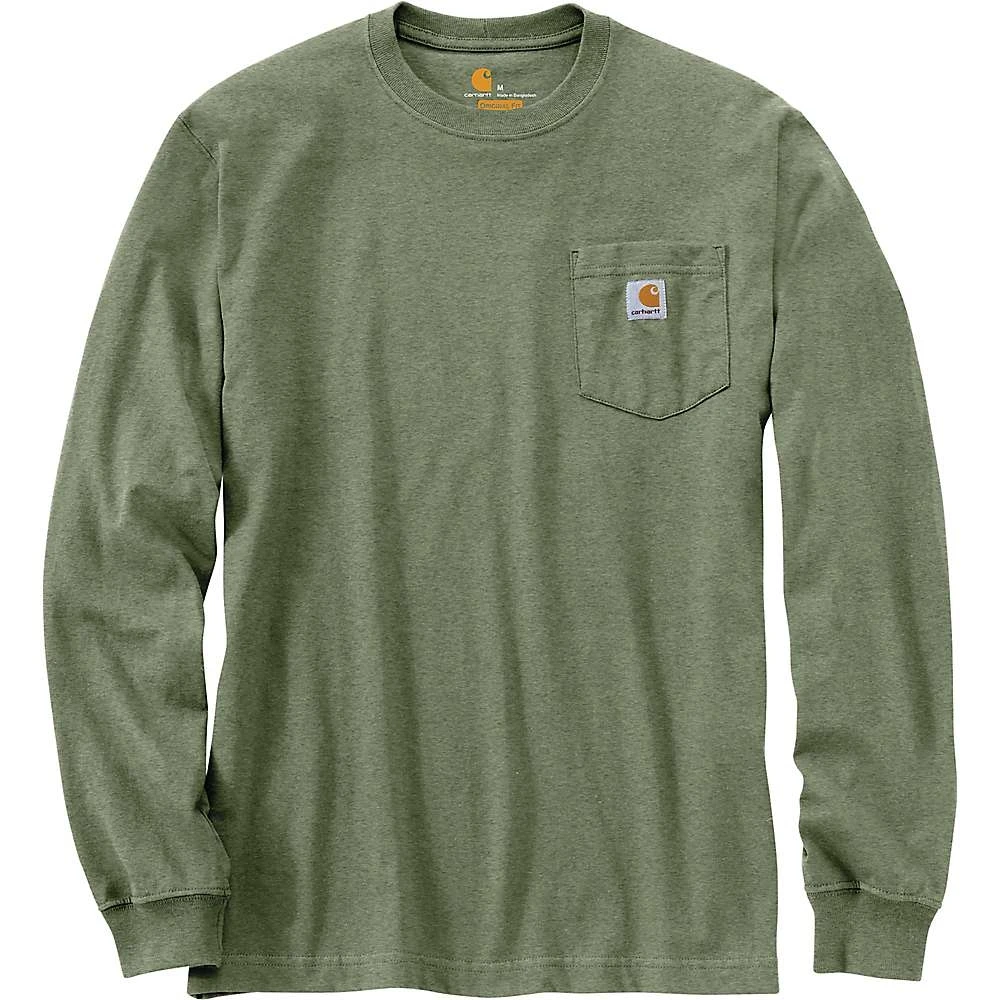 Men's Workwear Pocket Long Sleeve T-shirt - Small Regular Size - Olivine Heather Color