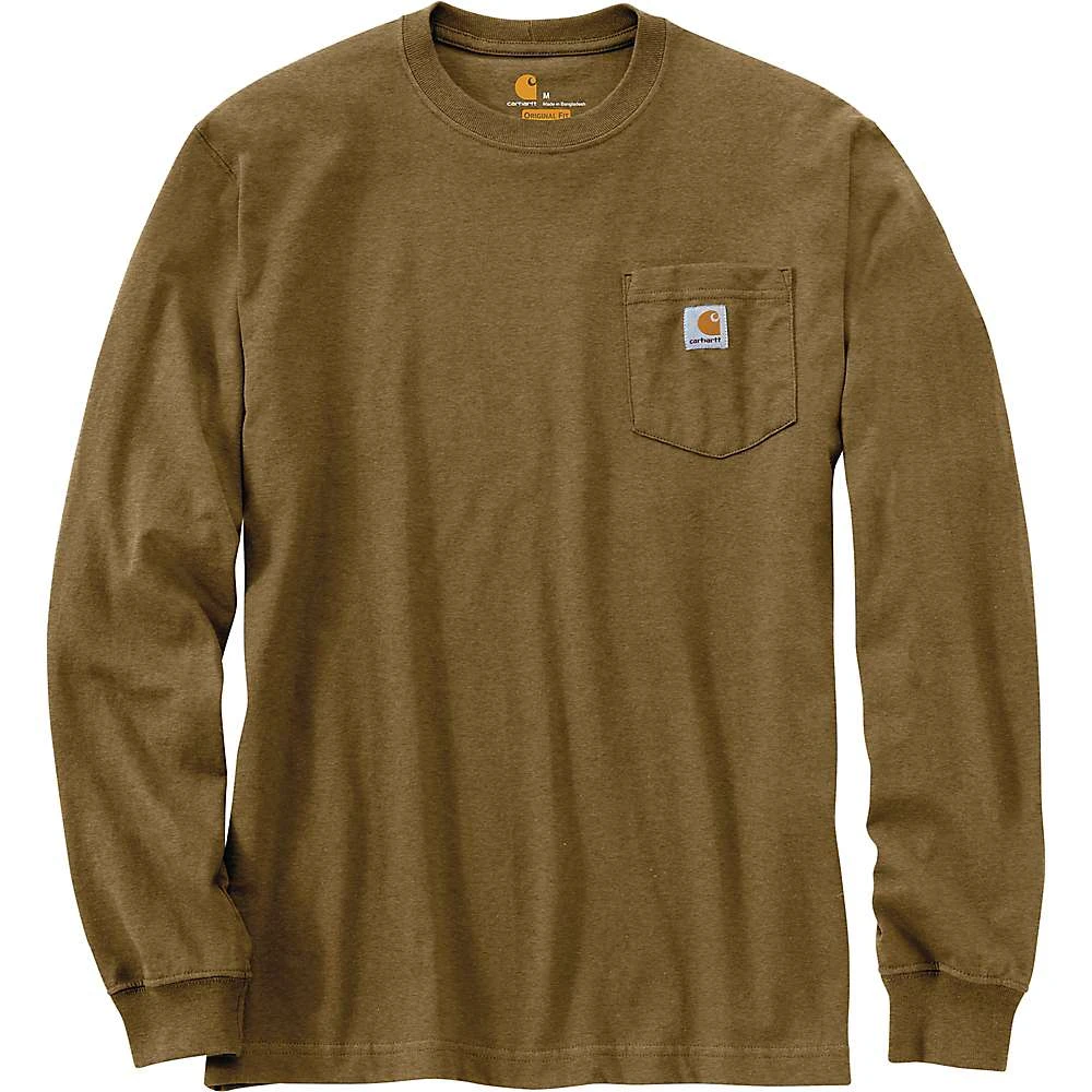 Men's Workwear Pocket Long Sleeve T-shirt - Small Regular - Oiled Walnut Heather