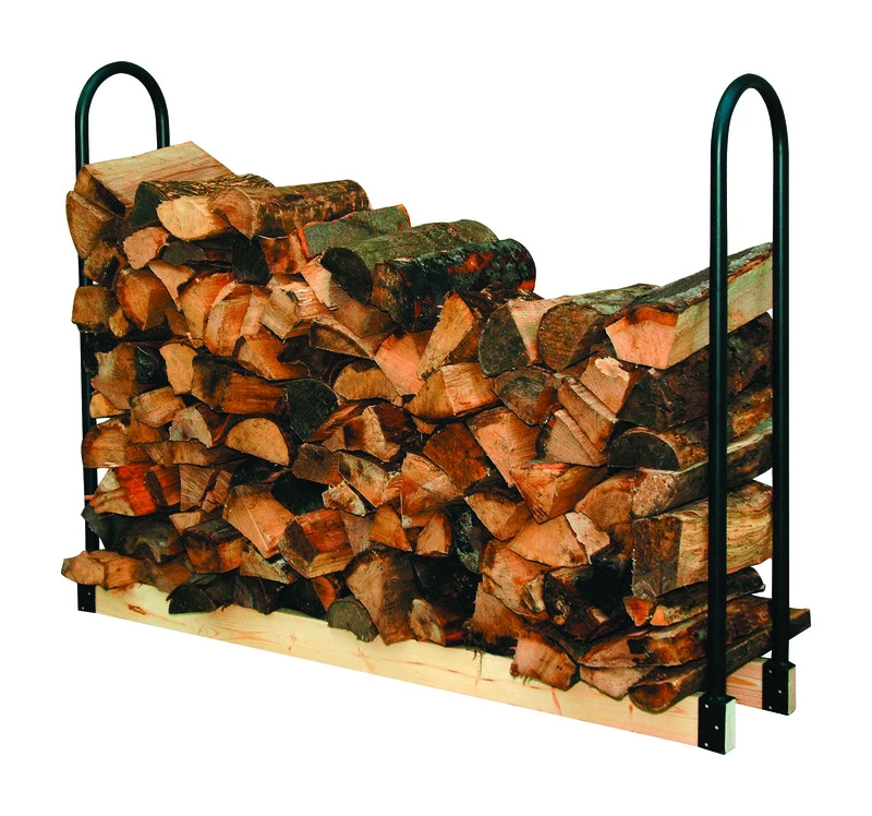 Adjustable Black Powder Coated Steel Log Rack 4 Ft. To 8 Ft.