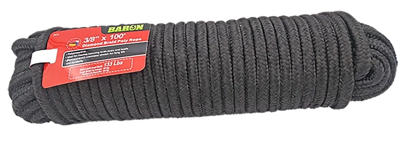 Polypropylene Diamond Braided Rope 3/8 Inch Diameter 100 Feet Length