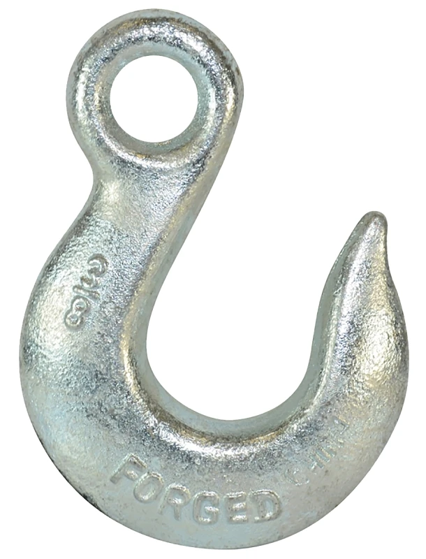 3/8 Inch Eye Slip Hook, 5400 Lb Working Load Limit, Zinc Coated Carbon Steel