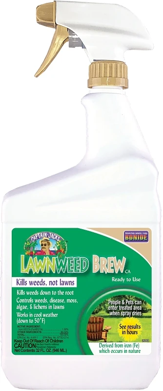 Captain Jack's Lawnweed Brew 32 Oz Liquid Spray For Weeds And Moss Control