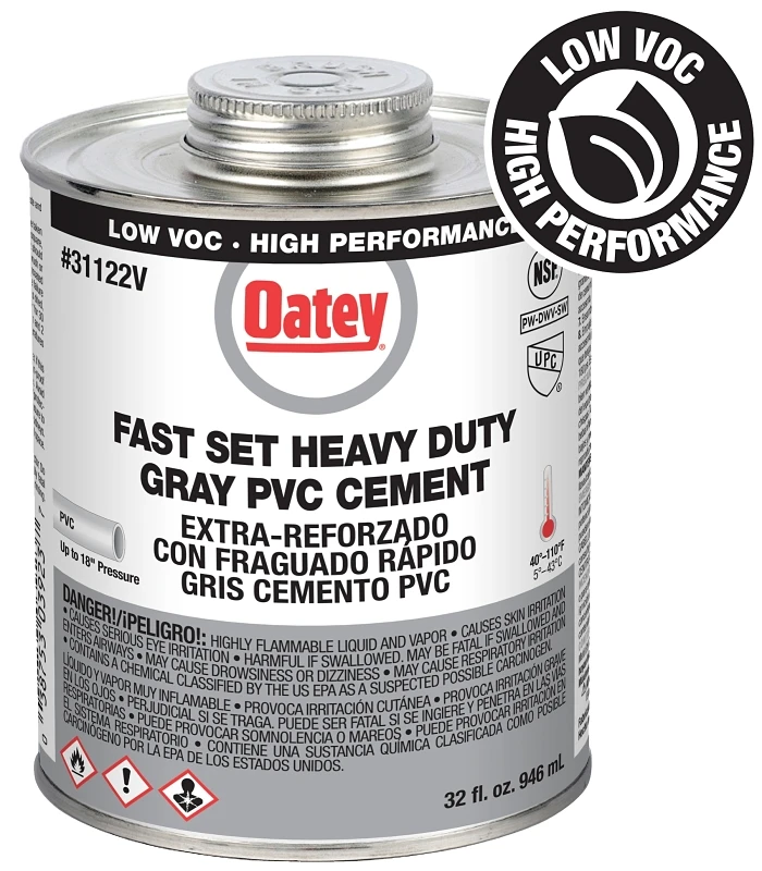Pvc Heavy-duty Fast Set Gray Cement 32 Ounce For Plumbing Applications
