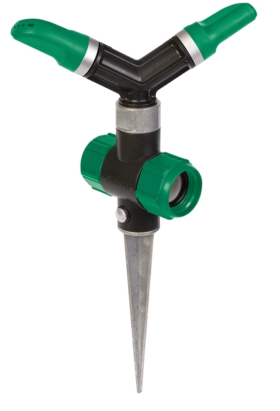 Adjustable Whirling Sprinkler With Spike Base, 1800 Sq-ft Coverage, Metal/plastic