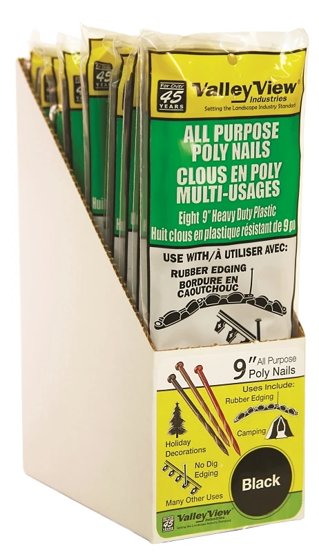 Nail Poly Edge Lawn Black 9 Inch Landscape Edging