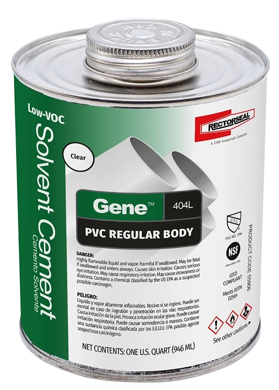 Gene 404l Clear Pvc Solvent Cement For Pipe And Fittings 16 Oz