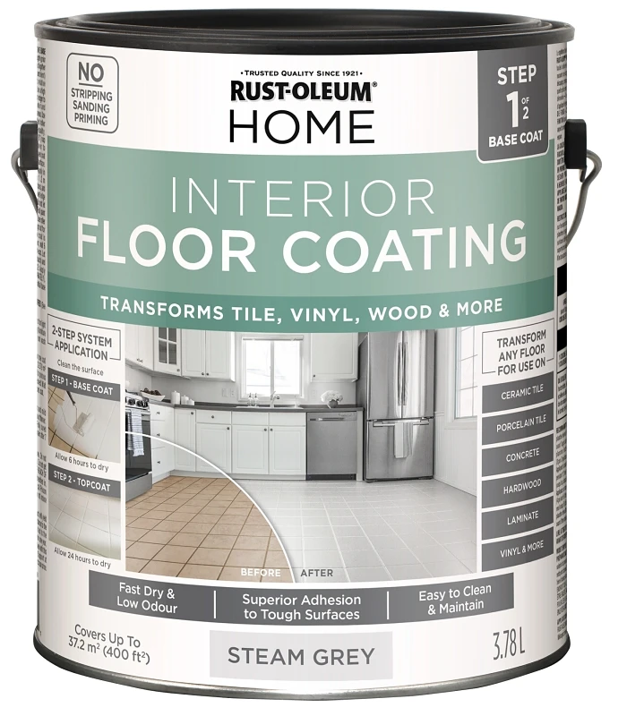 Home Base Coat Steam Grey 3.78 Liters - Durable Interior Floor Coating