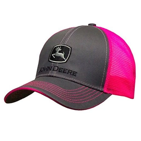 Ladies John Deere Neon Pink And Charcoal Hat/cap Model Lp67036