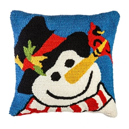 SNOWMAN HOOKED PILLOW - 18X18