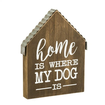 Home Is Where My Dog Is Wooden Plaque - Decorative Wall Art
