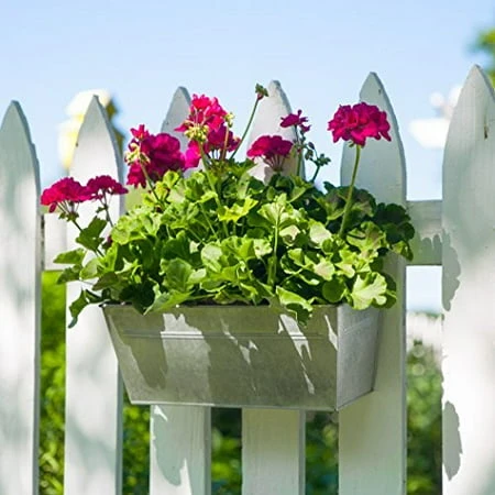 83231 16 Inch Over-the-rail Balcony Planter With Aged Galvanized Finish