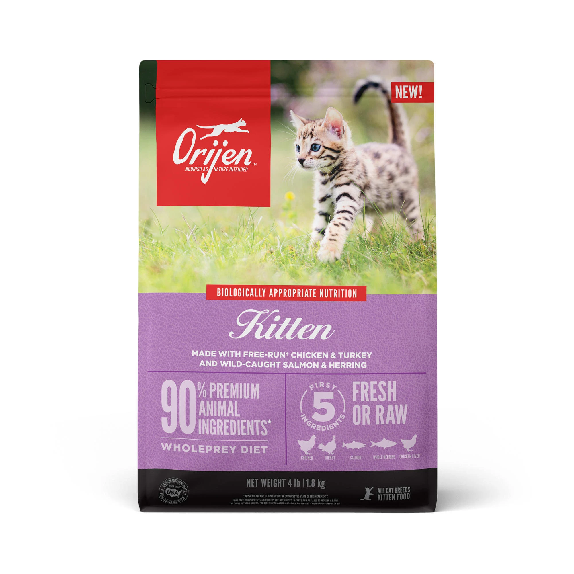 Grain Free Premium High Protein Dry Kitten Food, 4 Pounds