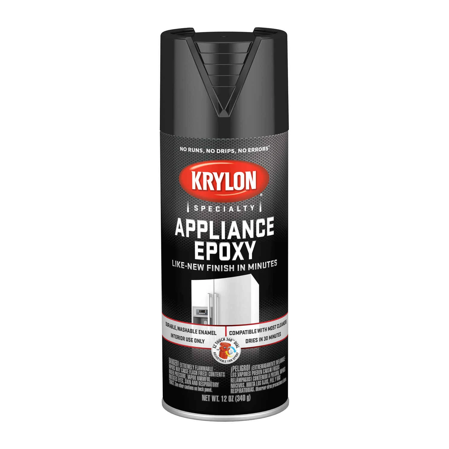 Gloss Black Appliance Epoxy Paint 12 Oz. - Fast Drying, Durable Finish