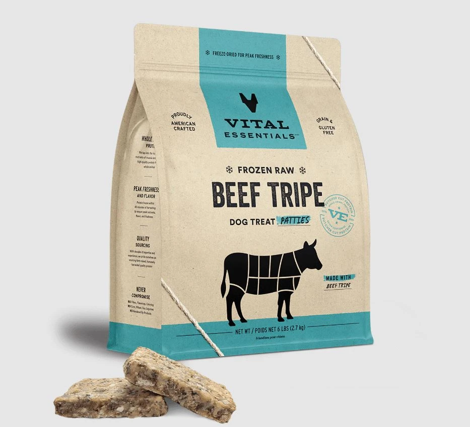 Frozen Beef Tripe Patties For Dogs, 6 Pounds Of Raw Nutrition