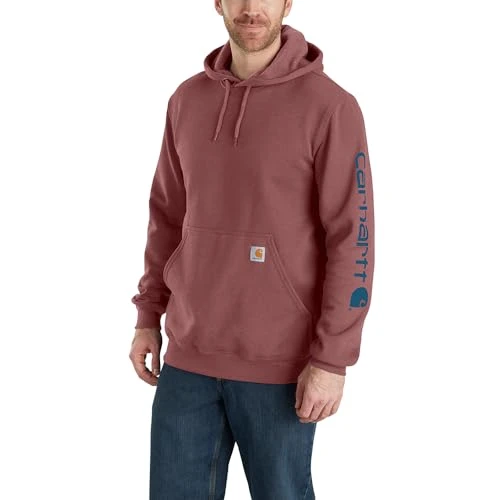 Loose Fit Midweight Logo Sleeve Graphic Hoodie, Apple Butter Heather Color