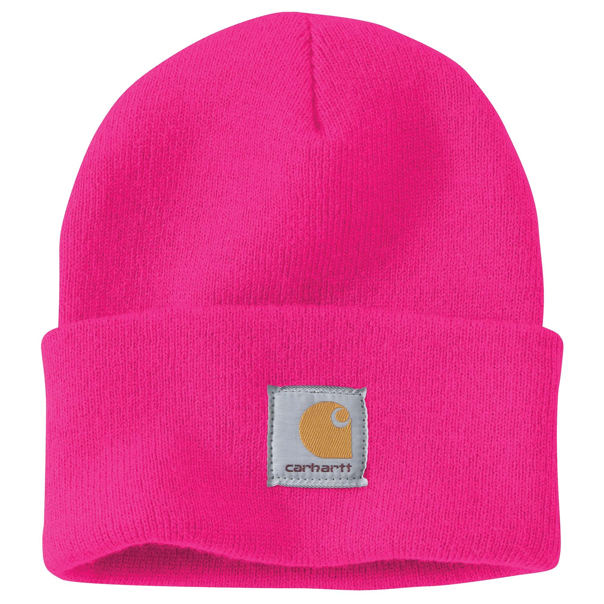 Men's Knit Cuffed Beanie - 100% Acrylic, Pink Glow, Model A18