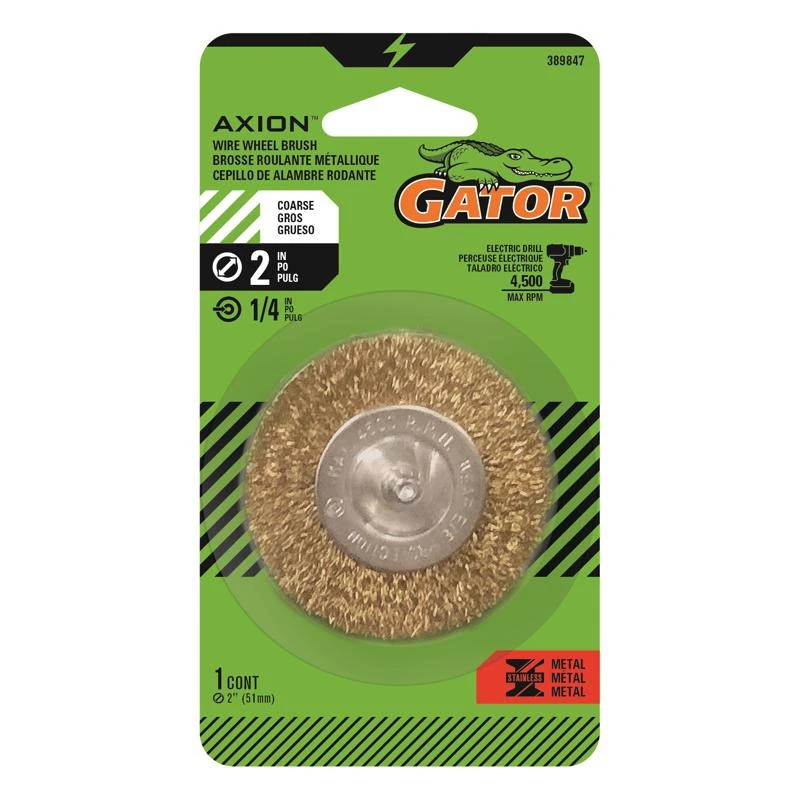 2 Inch Coarse Crimped Wire Wheel Brush Brass Coated Steel 4500 Rpm