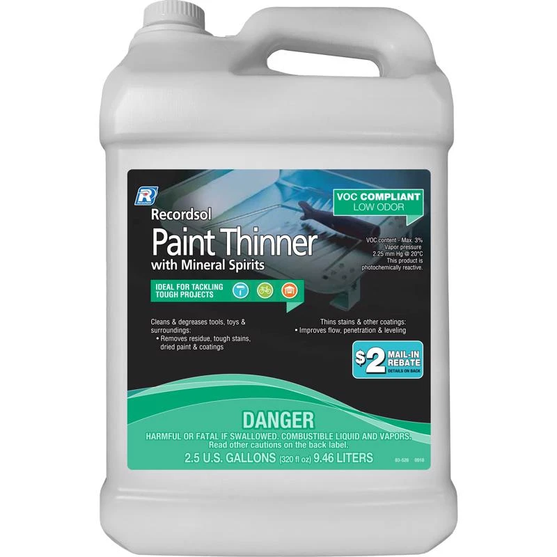 Mineral Spirits Paint Thinner 2.5 Gallon Jug - Low Odor, Noncorrosive Solvent