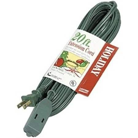 12' Green Extension Cord With Cube Tap Design For Versatile Power Access